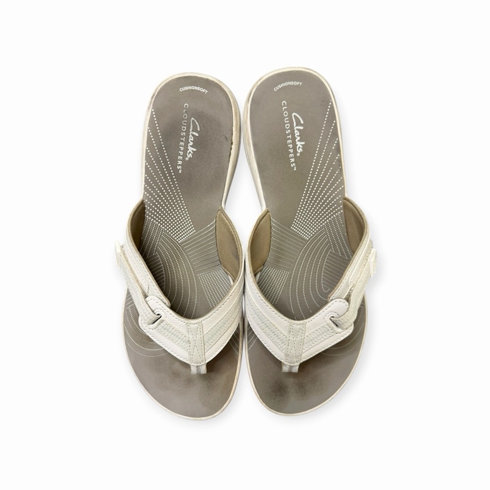 Clark's Cloudsteppers Women's 11 White Comfort Thong Sandals
